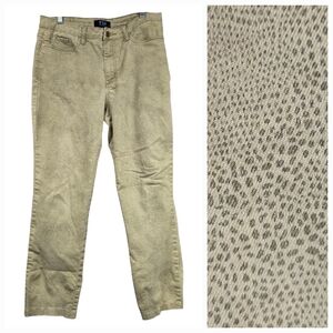 FDJ French Dressing Jeans Tan Animal Print Stretch Denim Hi-Rise Slim Straight